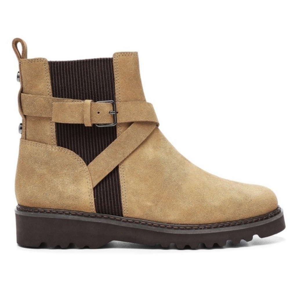 Donald J Pliner Women's Caramel Suede Buckle Bootie Ankle Boots